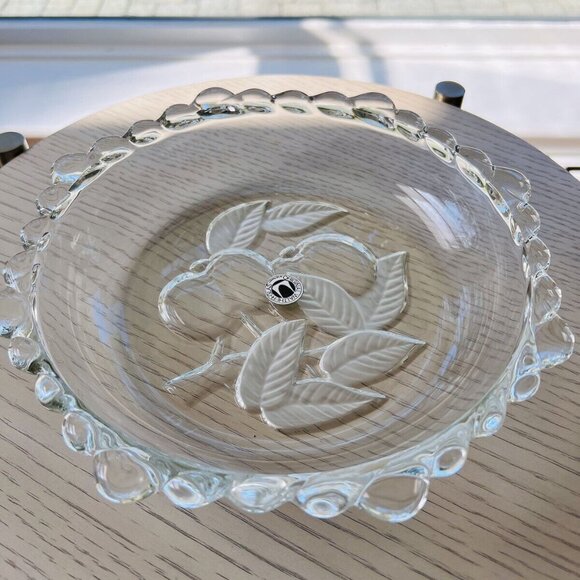 Vintage Walther-Glas Germany Pie Baking Dish Fruit Leaf Clear Glass NOS w Box - Picture 2 of 11